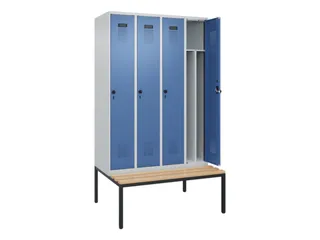 locker met bank,voor scheiding van kleding,HxBxD 2120x1200x815mm,4vak - 1