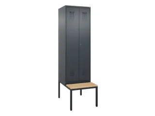 locker met bank,voor scheiding van kleding,HxBxD 2120x600x815mm,2vak - 2