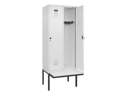 locker met bank,HxBxD 2120x800x815mm,2vak,vak B 400mm,draaigrendel