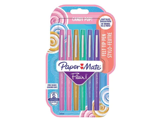 Fineliner Paper Mate Flair Candy Pop! medium assorti blister à 6 stuk