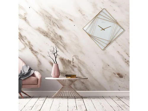 Wandklok Nextime groot 85x85cm metaal goud/wit Turning Time