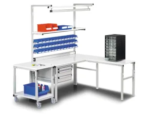 ESD-bijzetwagen,HxBxD 650-900x1000x700mm,1niveaus,niveaus RAL7035 - 7