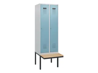 locker met bank,HxBxD 1950x600x815mm,2vak,vak B 300mm,cilinderslot - 2