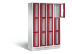 Lockerkast 1800x1190x500mm 4x3 vakken Cilinderslot, Sokkel, RAL3003