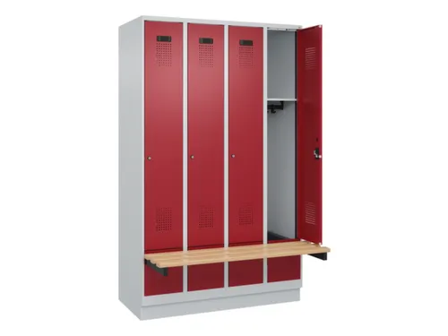 locker met bank,HxBxD 1950x1200x815mm,4vak,vak B 300mm,cilinderslot