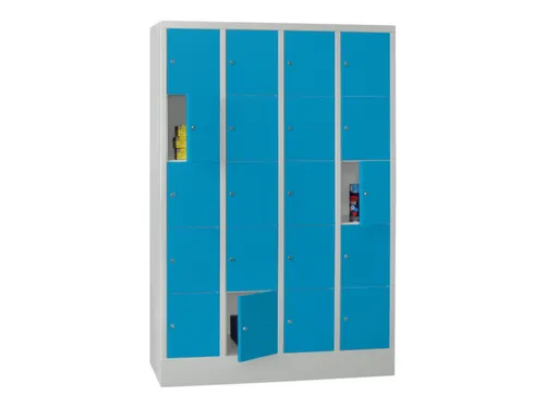 lockerkast,HxBxD 1850x1200x500mm,4x5vakken,RAL7035,front RAL5012
