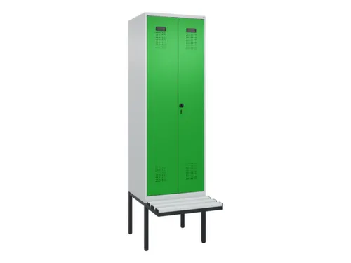 locker met bank,voor scheiding van kleding,HxBxD 2120x600x815mm,2vak