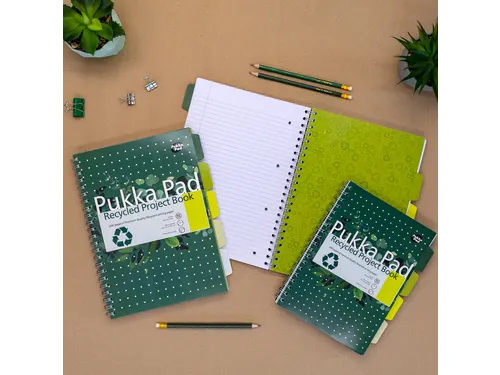 Projectboek Pukka Pad Recycled B5 lijn 4-tabs 200 pagina's 80gr groen