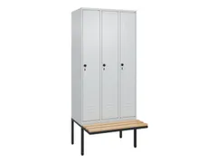 locker met bank,HxBxD 2120x900x815mm,3vak,vak B 300mm,draaigrendel