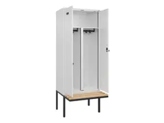 PBM-locker met bank,HxBxD 2120x800x815mm,2vak,vak B 400mm,draaigrendel