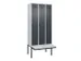 locker met bank,voor scheiding van kleding,HxBxD 2120x900x815mm,3vak