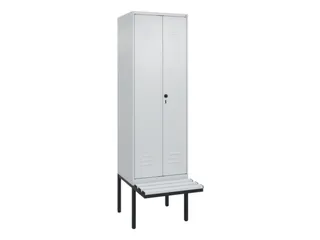 PBM-locker met bank,HxBxD 2120x600x815mm,2vak,vak B 300mm,draaigrendel - 1