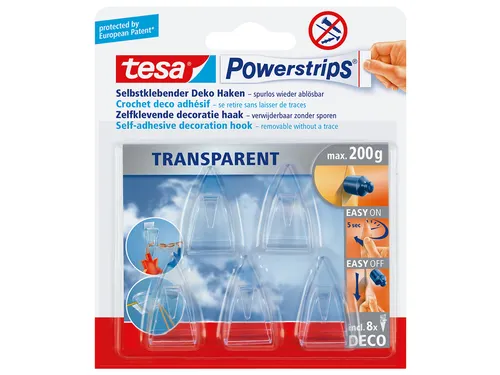 Powerstrips Tesa 58900 deco haken transparant 5 stuks