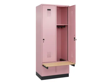 locker met bank,HxBxD 1950x800x815mm,2vak,vak B 400mm,draaigrendel