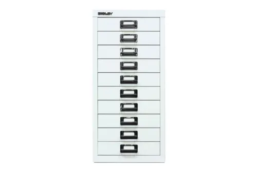 kantoor-ladekast HxBxD 590x279x380mm 10 laden romp verkeerswit staal