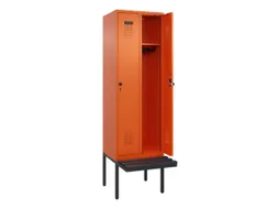 locker met bank,HxBxD 2120x600x815mm,2vak,vak B 300mm,draaigrendel