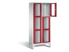 lockerkast 1850x810x500mm 2x3 vakken Cilinderslot Poten, RAL3003