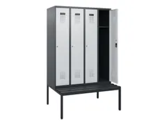 locker met bank,HxBxD 1950x1200x815mm,4vak,vak B 300mm,cilinderslot