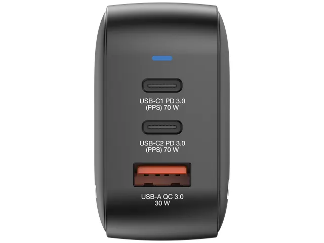 Mini GaN Muurlader 70W 3-poorts Zwart