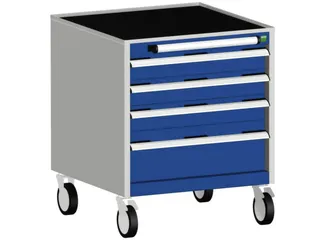 ladekast verrijdbaar 780x650x650mm 4laden romp RAL7035 front RAL5010 - 1