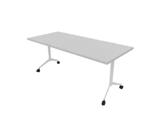 klaptafel,HxBxD 750x1800x800mm,hoekig,T-voet wit,ovale buis,blad grijs - 1