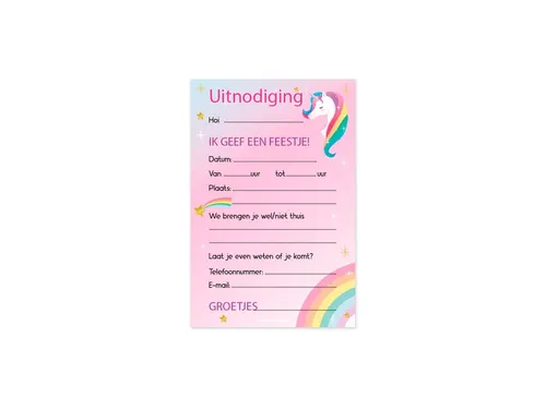 Uitnodigingskaarten Unicorn