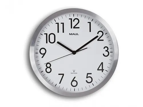 Wandklok MAUL Move RC Ø30,5cmx4.5cm aluminium/wit incl.batterij