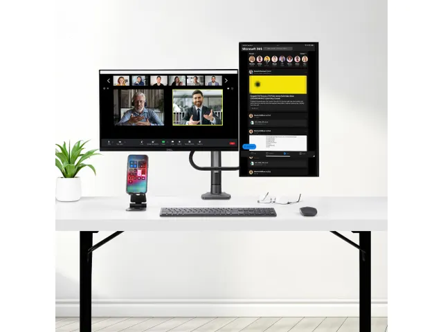 Bras de bureau double écran jusqu'à 27 Inch Avecc barre transversale