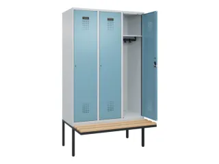 locker met bank,HxBxD 2120x1200x815mm,3vak,vak B 400mm,cilinderslot - 1