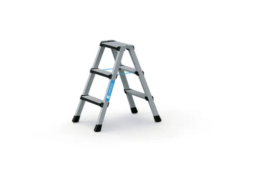 trapladder,beide zijden,2x3treden,m. bekleding,balk L 0,84m,aluminium