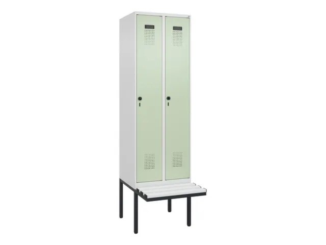 locker met bank,voor scheiding van kleding,HxBxD 2120x600x815mm,2vak