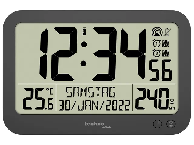 Digitale wandklok Technoline WS 8026 223x148x17mm zwart met afstandsbe