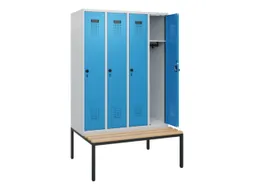 locker met bank,HxBxD 1950x1200x815mm,4vak,vak B 300mm,draaigrendel