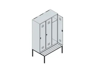 locker met bank,HxBxD 2120x1200x815mm,3vak,vak B 400mm,cil.-slot - 4