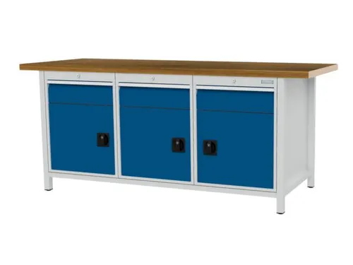werkbank,HxBxD 860x2000x750mm,onderstel RAL7035,fronten RAL5010