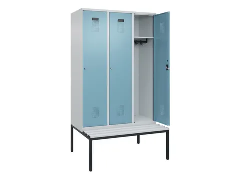 locker met bank,HxBxD 2120x1200x815mm,3vak,vak B 400mm,cilinderslot