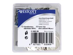 Hoekclips Westcott aluminium zilverkleurig doos à 100 stuks