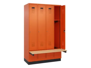 locker met bank,HxBxD 1950x1200x815mm,4vak,vak B 300mm,cilinderslot - 1