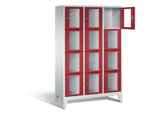 Lockerkast 1850x1200x500mm 3x4 vakken Cilinderslot Poten, RAL3003