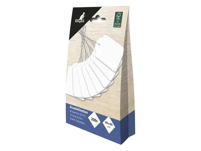 Draadetiket Kangaro 45x65mm wit doos a 250 stuks