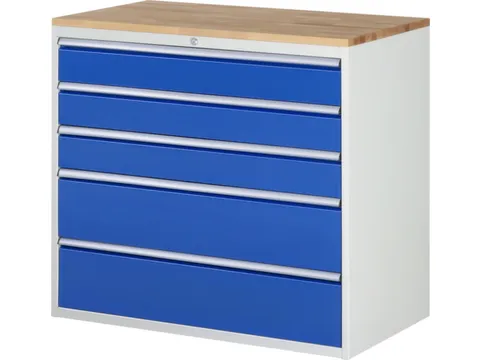 ladekast 1035x1145x650mm 5laden cilinderslot RAL7035 RAL5010 beuken