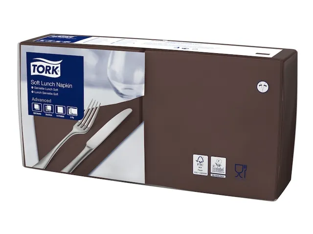 Tork 477872 Soft Lunchservet Advanced Bruin 33x33cm
