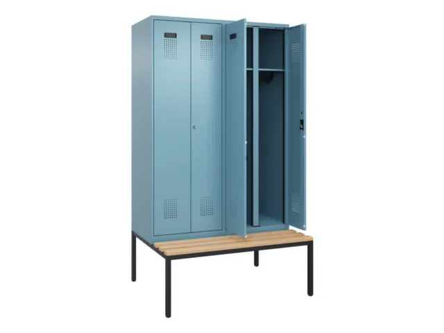 locker met bank,voor scheiding van kleding,HxBxD 2120x1200x815mm,4vak