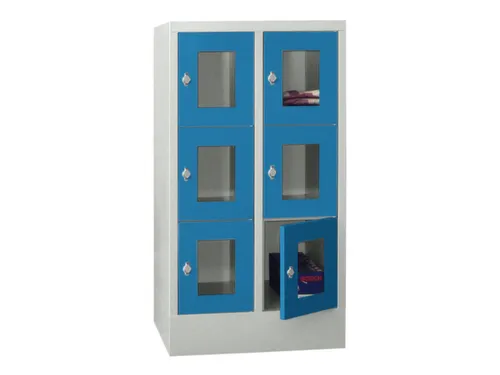 lockerkast,HxBxD 1187x600x500mm,2x3vakken,RAL7035,front RAL5012