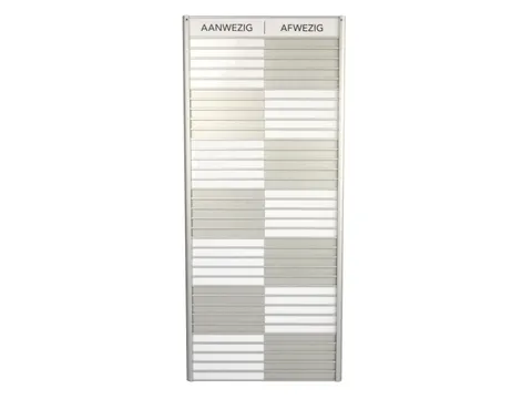 Menoor In-Uit bord 35 namen Aluminium Aanwezig/Afwezig Wit