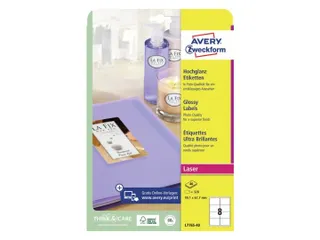 Etiket Avery L7765-40 99.1x 67.7mm hoogglans wit 320 stuks 40 vel - 2