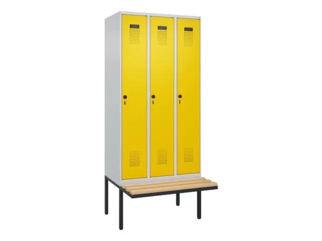 locker met bank,voor scheiding van kleding,HxBxD 2120x900x815mm,3vak