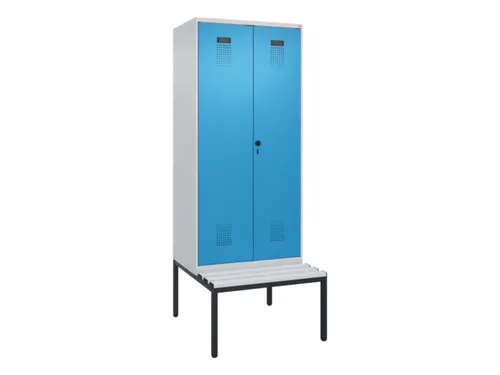 PBM-locker met bank,HxBxD 2120x800x815mm,2vak,vak B 400mm,draaigrendel