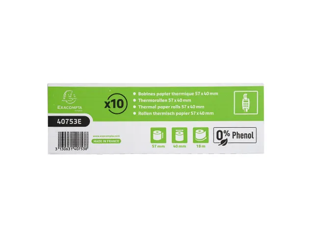 Papierrol zonder fenol voor bankkaartterminals 57x40mm