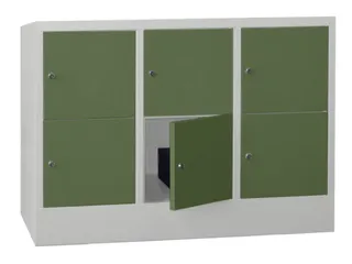 lockerkast,HxBxD 855x1200x500mm,3x2vakken,RAL7035,front RAL6011 - 2